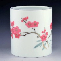 7501毛瓷釉下红梅笔筒