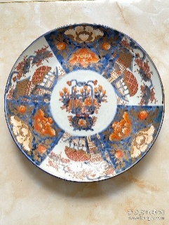 日本伊万里五彩花卉大盘